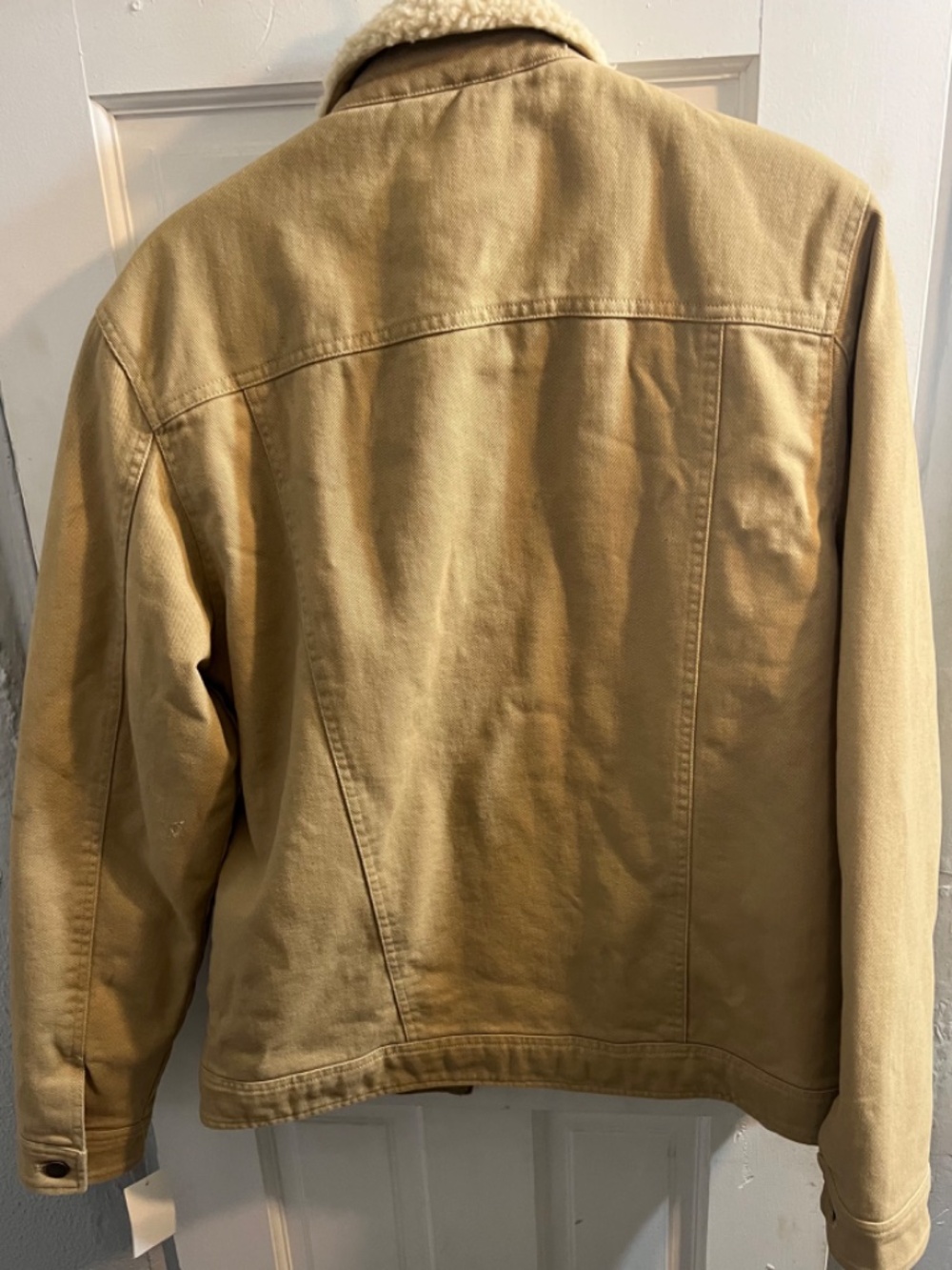 Weatherproof Vintage Men's Sherpa Lined Trucker Jacket, Beige Canvas, NWT - Picture 2 of 7